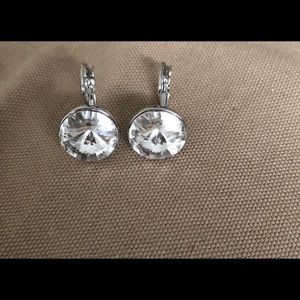 Silver crystal dangle earrings. Worn once.